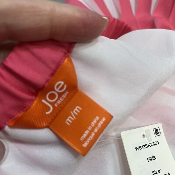 Joe Fresh Skirt size Medium Coral Pink Pleated Knee A Line Sheer Modest Church - Picture 8 of 8